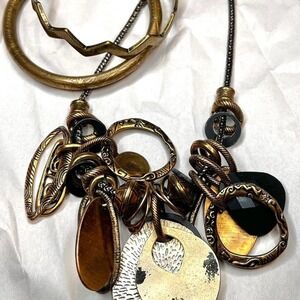 Unique vintage Chiccos necklace with brass bracelets